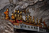 Inle Lake Myanmar. Pindaya, the famous Shwe Oo Min pagoda, a natural cave filled with thousands of gilded Buddha statues.